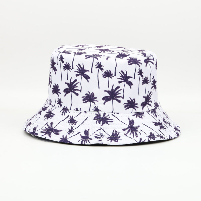 Wholesale  Coconut Tree Double-sided Fisherman Hat Bucket Hat