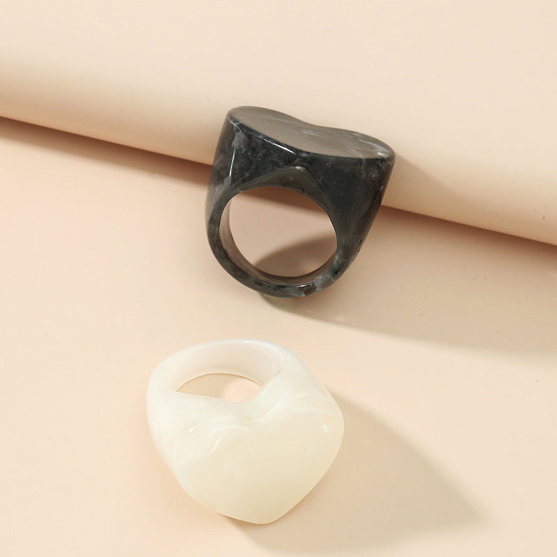 Wholesale Acrylic Heart Ring Two-Piece Set