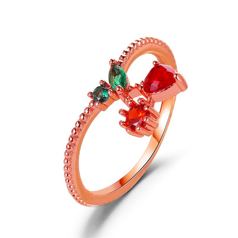 Wholesale Cute  Open Ring Double-layer Micro-inlaid Zircon Ring