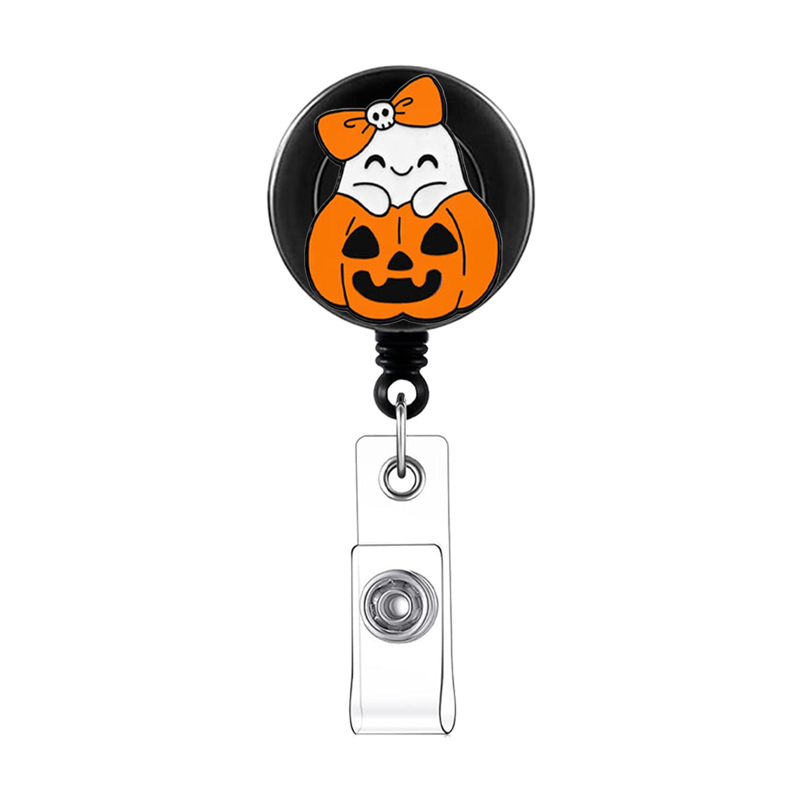 Wholesale  Ghost Witch Hat Retractable Badge Reel Clip with Pink Cap,  Fashion Accessory for Ladies,  Stylish Gift for Party