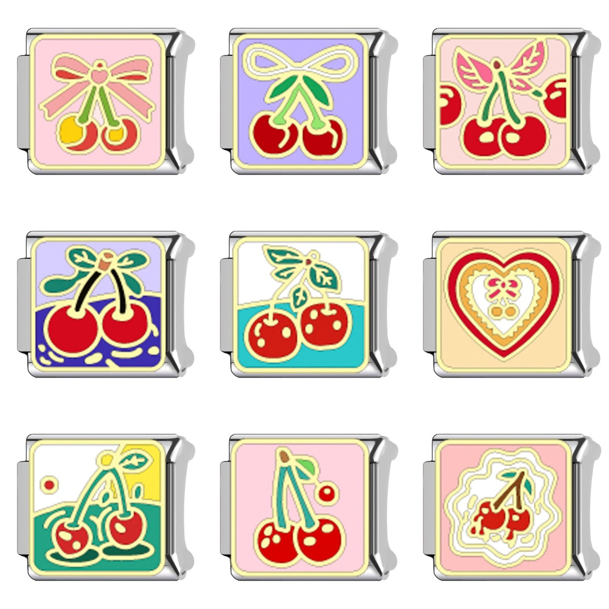 Wholesale  Italian Charm Bracelet 9mm DIY  fruit cherry Creative Stainless Steel Composable Bracelet