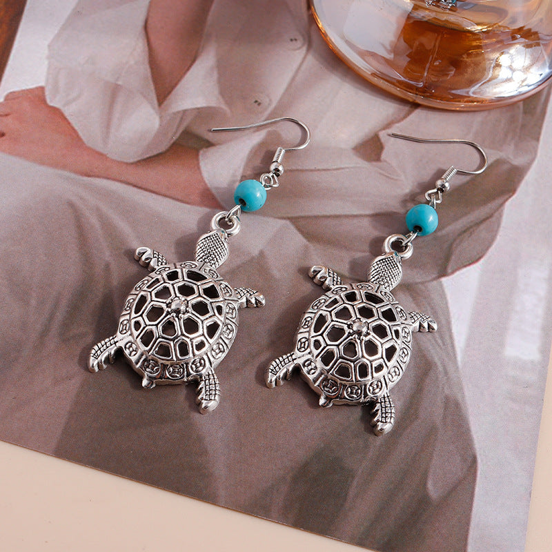 Wholesale Hollow Vintage Turtle Alloy Turquoise Earrings ACC-ES-YueSen001