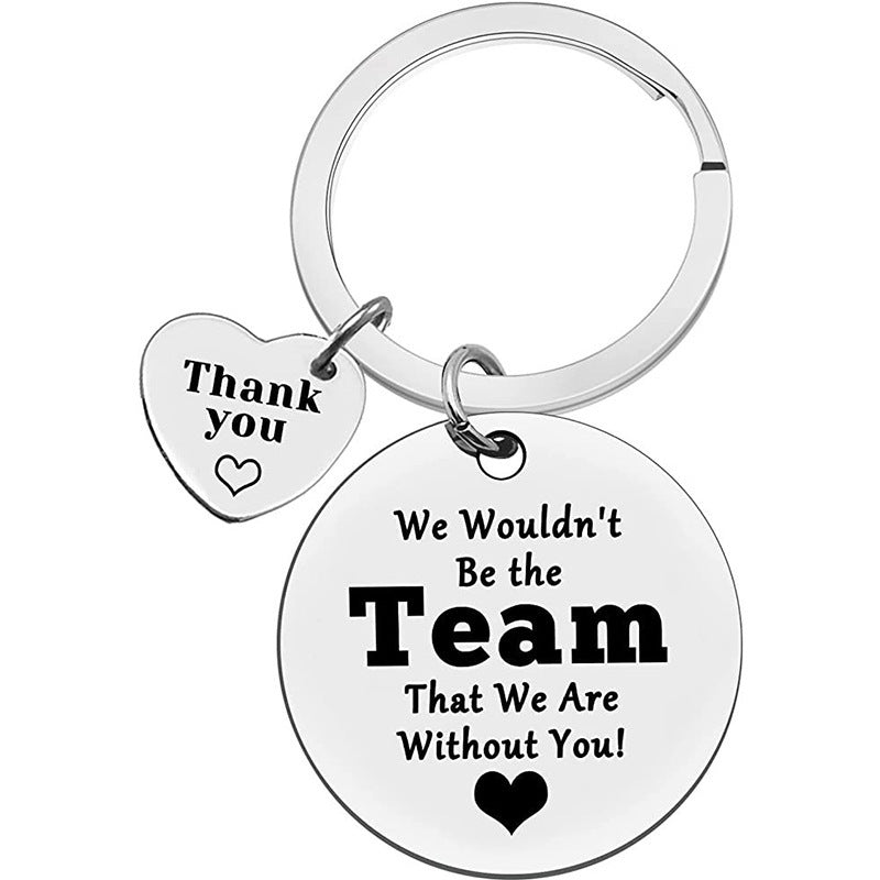Wholesale Creative Round Stainless Steel Keychain Inspirational Gift For Team Building Colleagues And