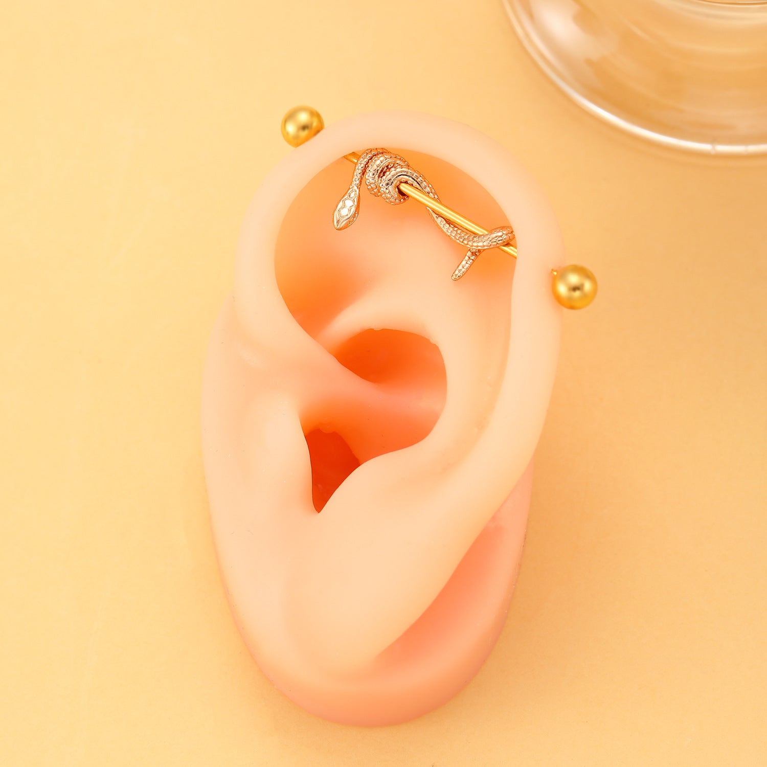 Wholesale Trendy Dark Snake Cross Earrings Metal Double Ear Piercing Jewelry Accessory for Cool Girls Boutique Resale