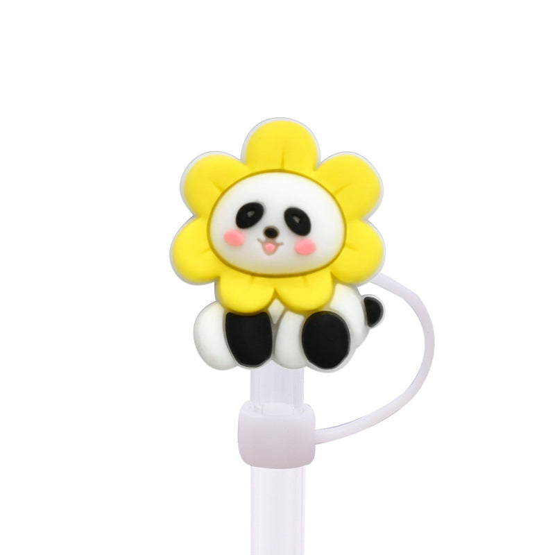 Wholesale Random 100pcs Cute Panda Straw Cover 10MM Straw Tube Cap