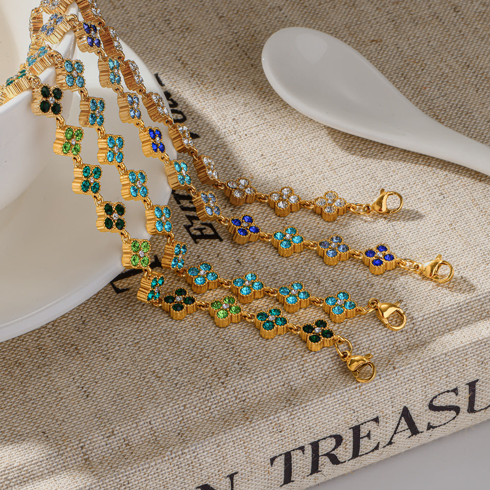 Wholesale Stainless steel bracelet inlaid with colored diamonds light luxury and high-end feel