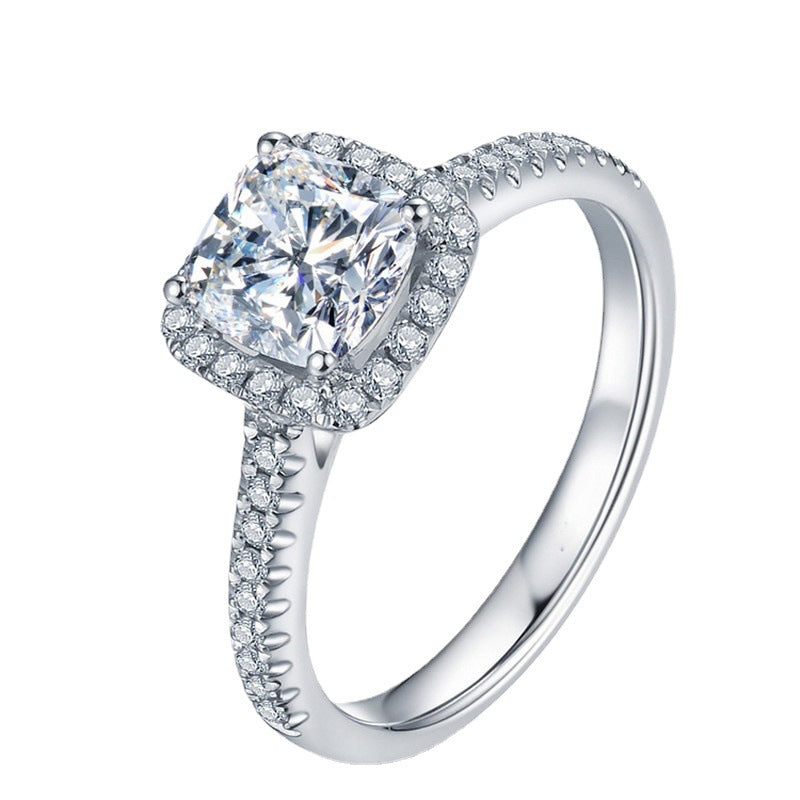 Wholesale Copper Square Zircon Ring European Style Fashion Jewelry for Women Gift