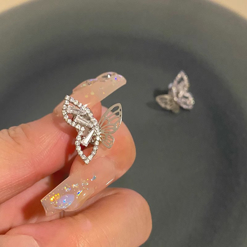 Wholesale  Light Luxury  Glittering Zircon Butterfly Ear Clip Earrings