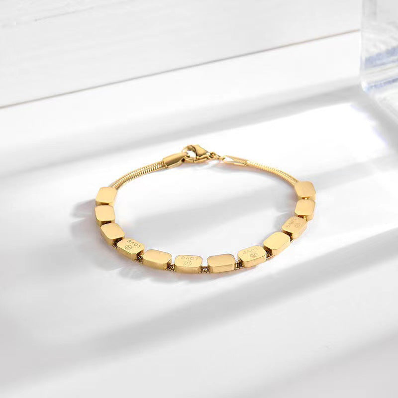 Wholesale Titanium Steel  Color-Preserving Love Square  Bracelet