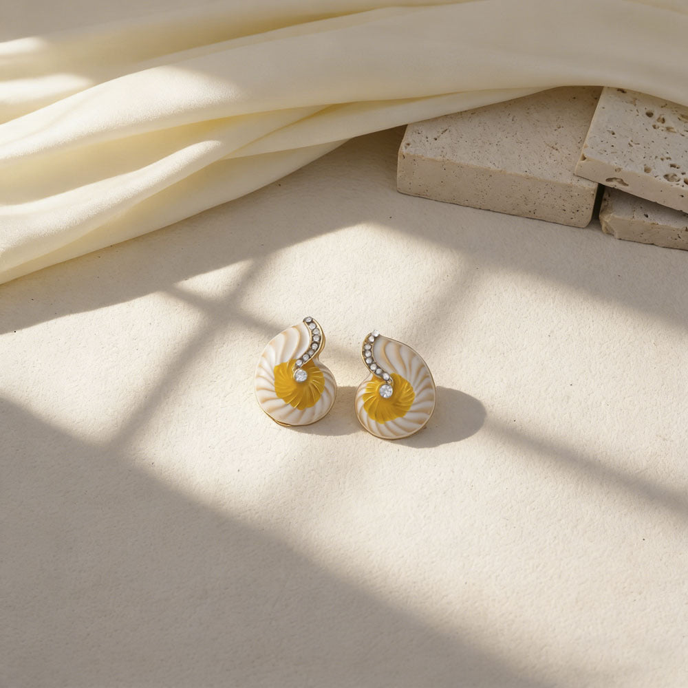 Wholesale Ocean-Inspired Textured Gold Conch and Starfish Stud Earrings
