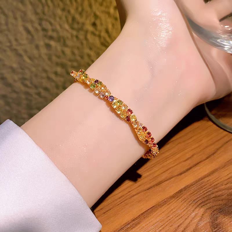 Wholesale Chic Adjustable Zircon Bracelet - Unisex Colorful Electroplated,  Boutique Resale