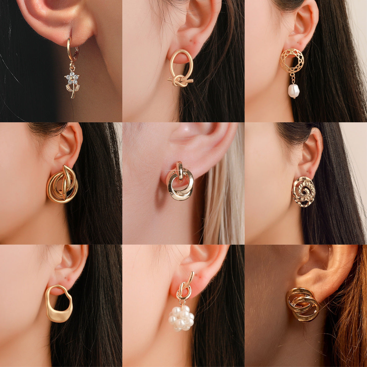 Wholesale  fashion double alloy winding earrings