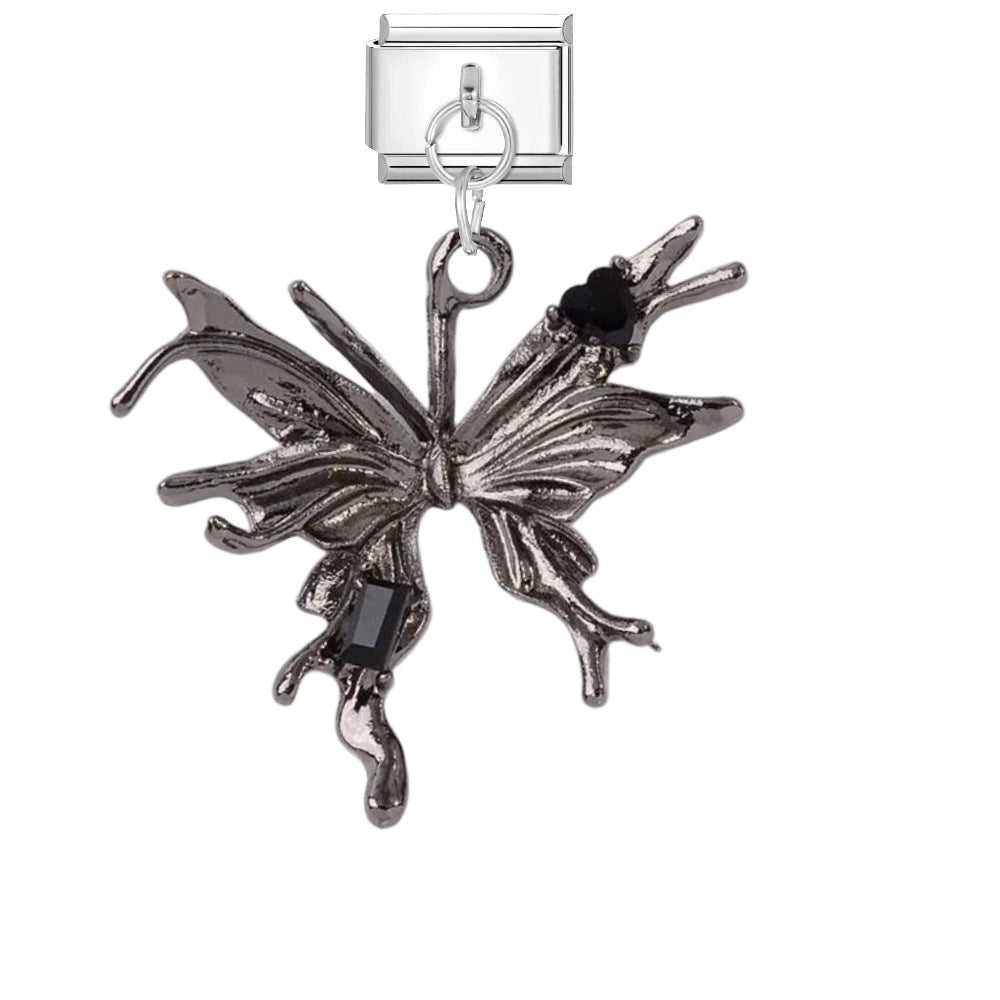 Wholesale Dark Punk DIY Bracelet Strap - Titanium Steel Black Cross Enamel,  Jewelry Accessory for Resale