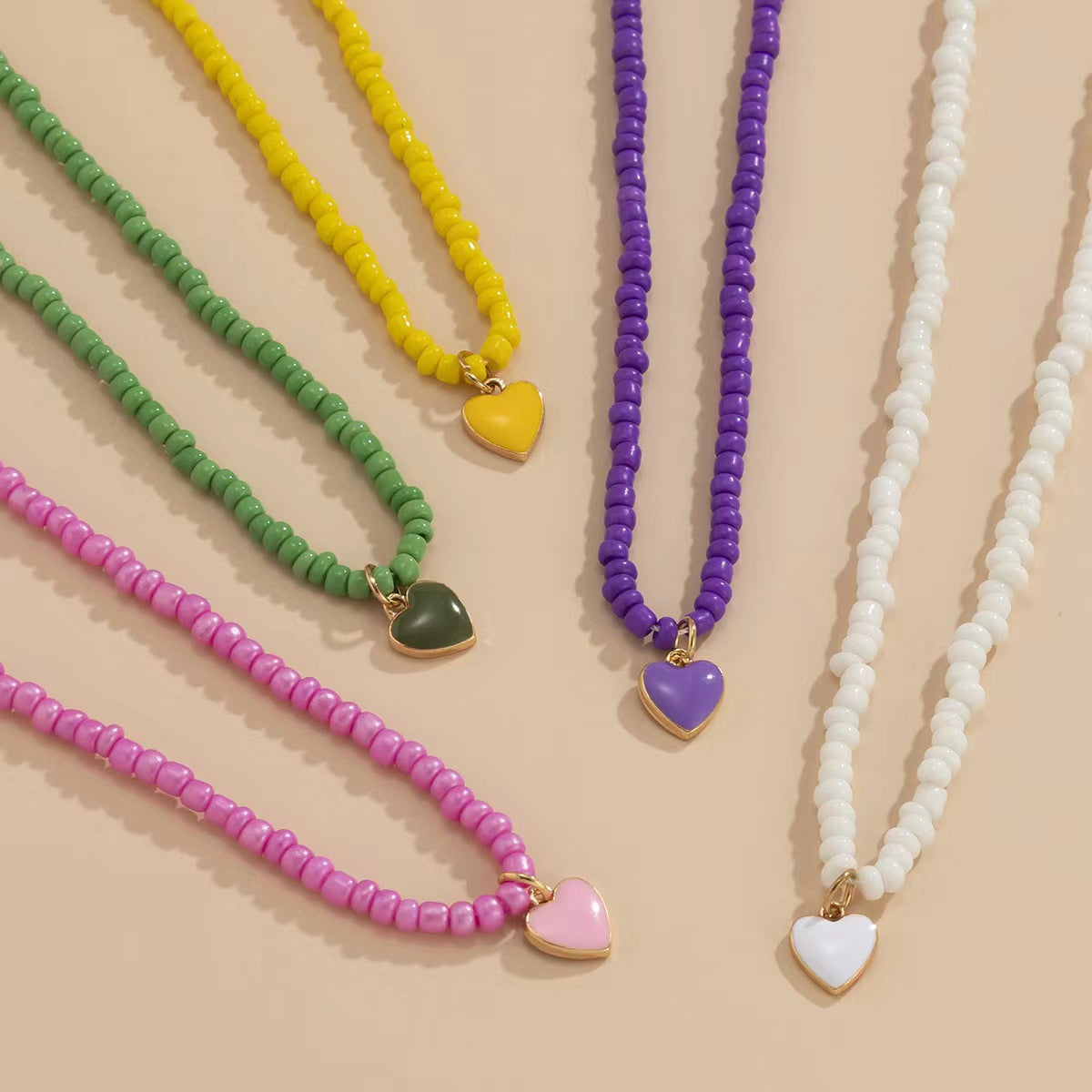 Wholesale Bohemian Clavicle Handmade Bead Heart Necklace