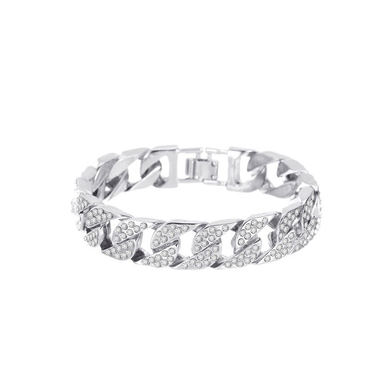 Wholesale Thick chain wide diamond bracelet