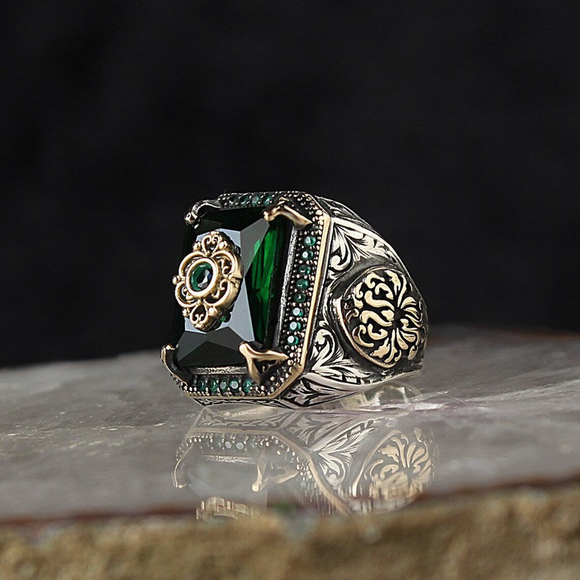 Wholesale  retro smear square alloy ring