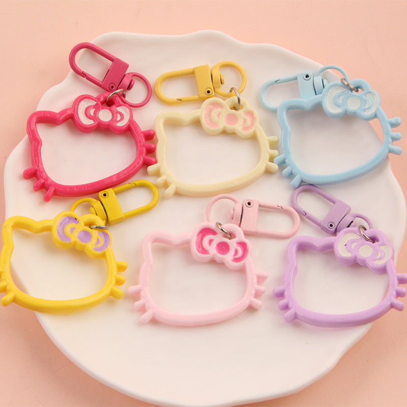 Wholesale Hollow Cartoon Cat Head Keychain Pendant - Trendy Bag Charm Decorative Accessory for Gift Resale