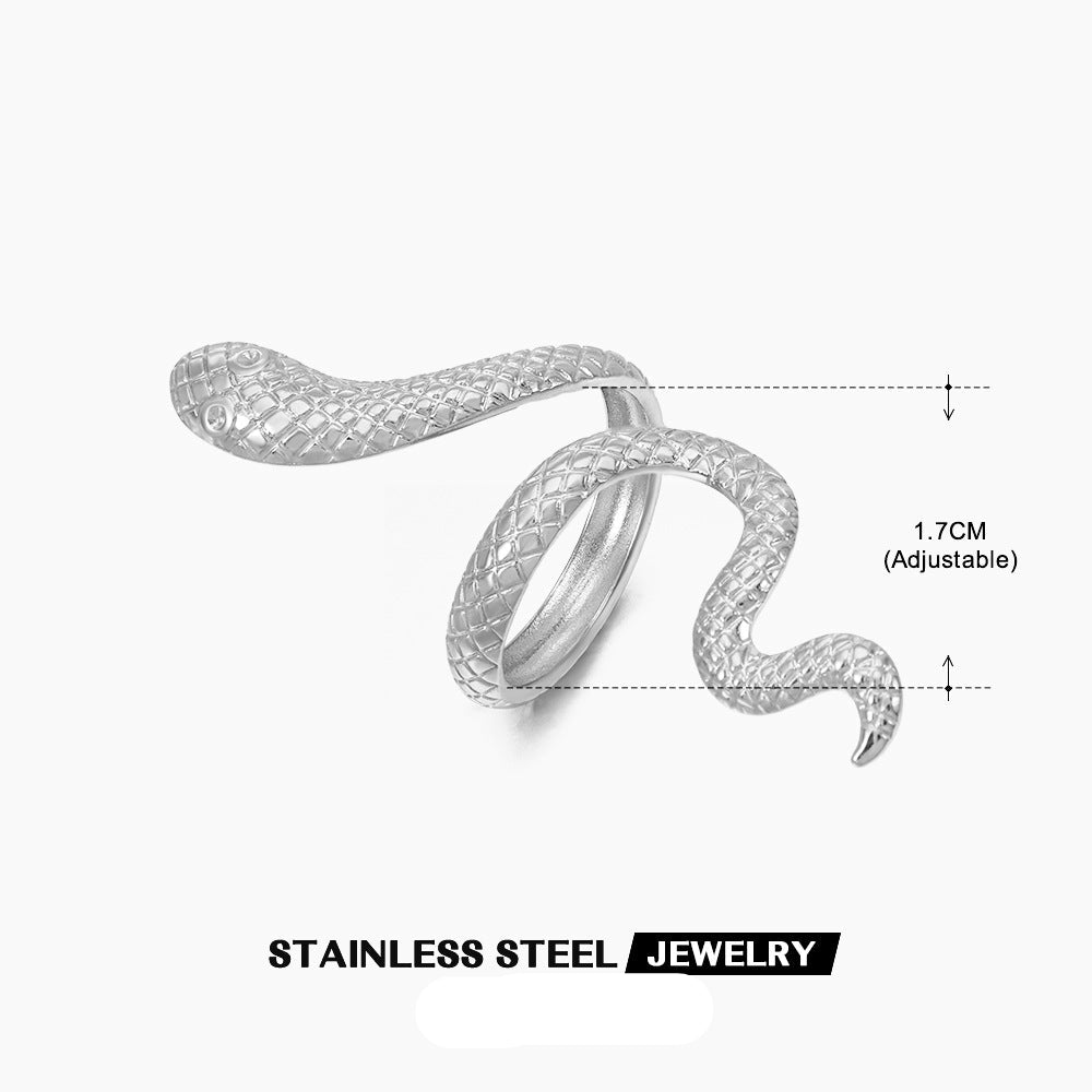Wholesale Stainless Steel Snake Open Adjustable Ring