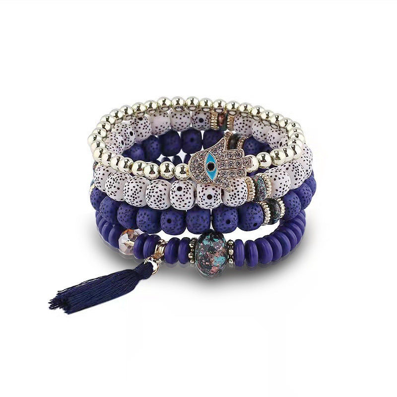 Wholesale Bohemian Evil Eye Palm Multilayer Beaded Bracelet ACC-BT-NaiHong001