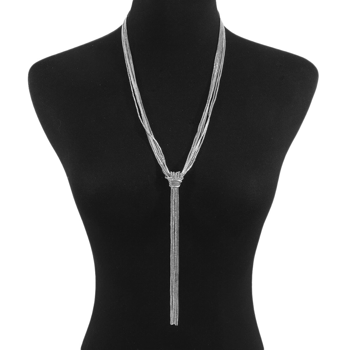 Wholesale tassel metallic long snake bone chain temperament design knot Y-shaped necklace