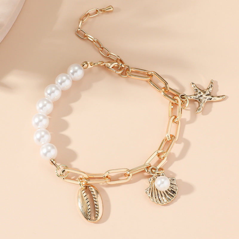 Wholesale  shell  pearl bracelet rice bead alloy bracelet