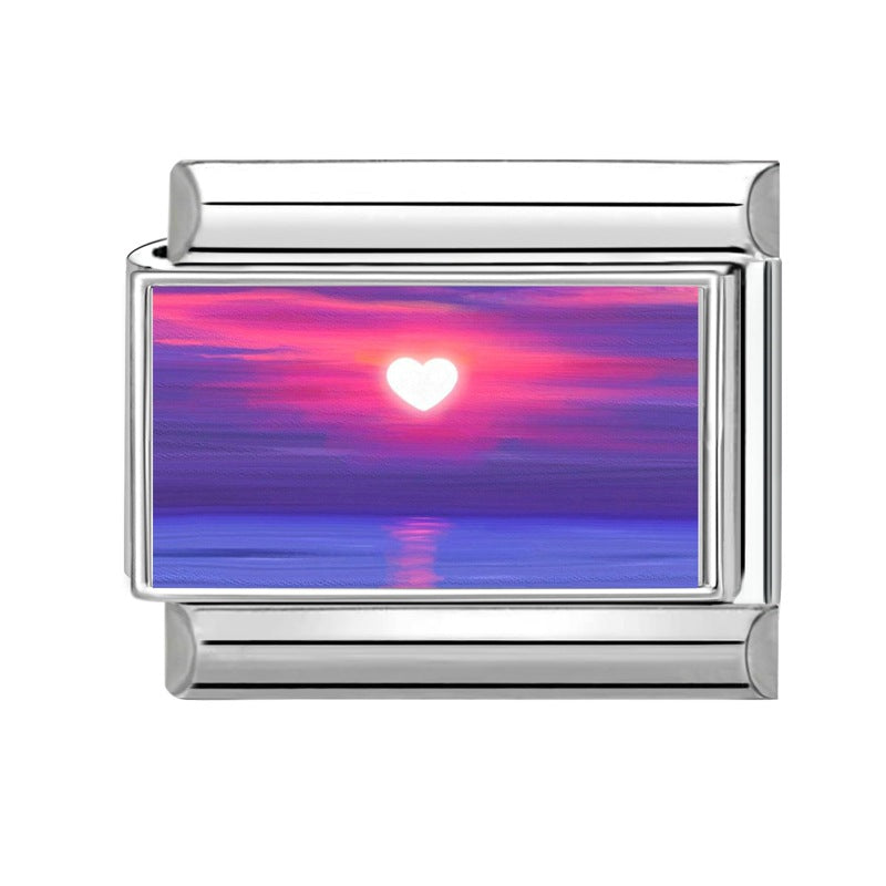 Wholesale Italian-Style Landscape Charm Stainless Steel Bracelet Jewelry Accessory
