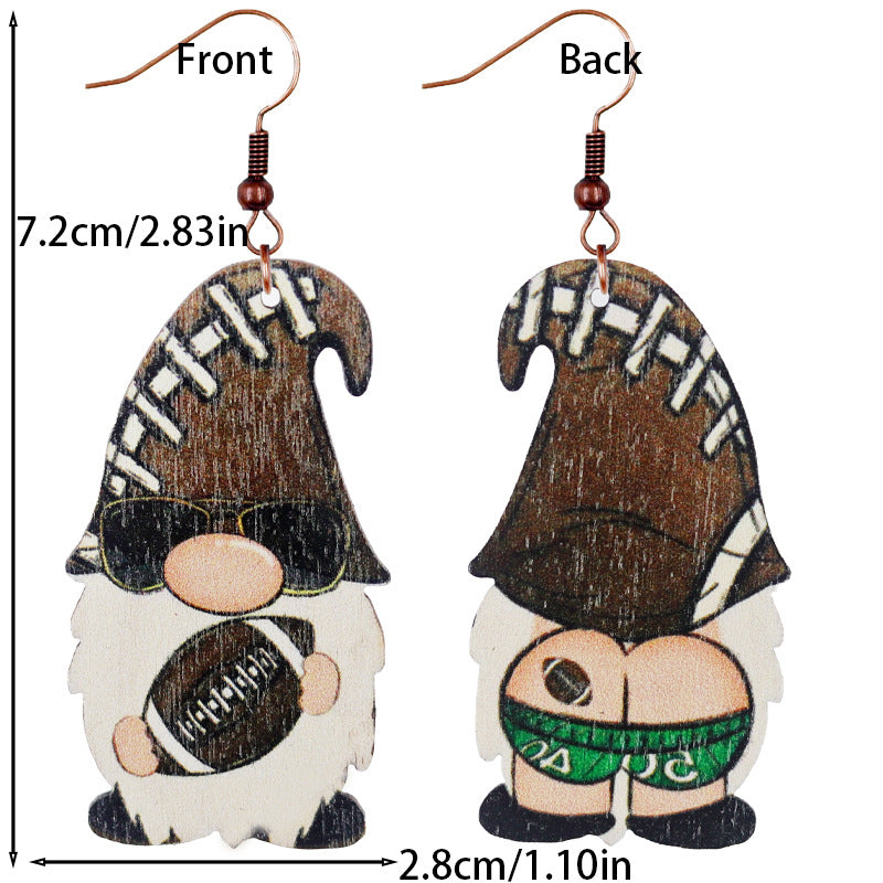 Wholesale Dwarf Dwarf Baseball Golf Rugby Football Wood Earrings ACC-ES-WeiAn003