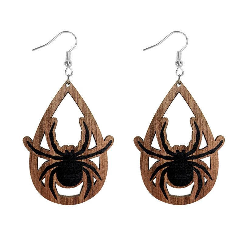Wholesale Halloween Exaggerated Vintage Ghost Wood Earrings ACC-ES-WenTuo001