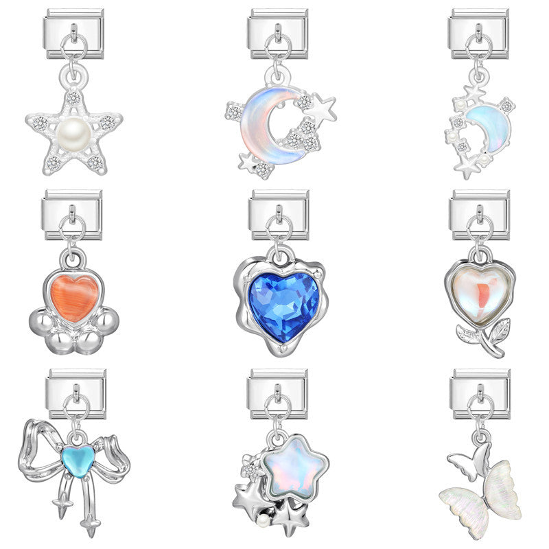 Wholesale 9mm Italian Charm Starter Bracelets DIY square Single Section Creative Stainless Steel Composable Bracelet