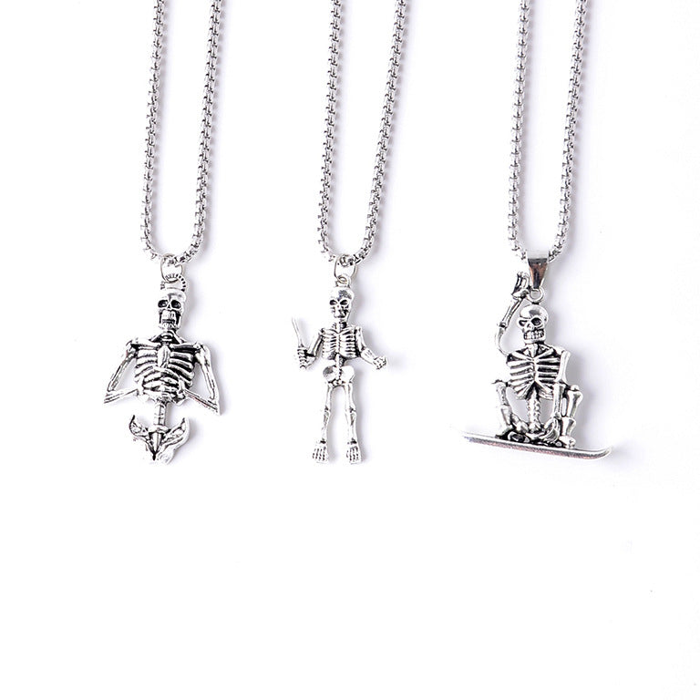 Wholesale Halloween skull pendant stainless steel necklace