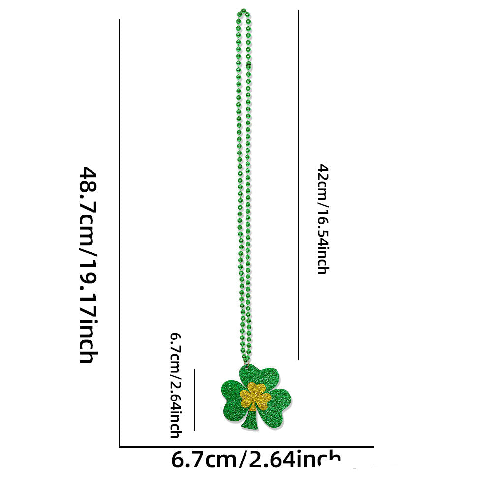 Wholesale St Patrick's Day clover beads chain Irish day  jewelry accessories green pendant necklace
