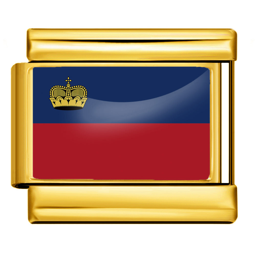 Wholesale Golden World Flag Photo Epoxy Italian Module Bracelet DIY Stainless Steel Elastic Strap Chain Bracelet