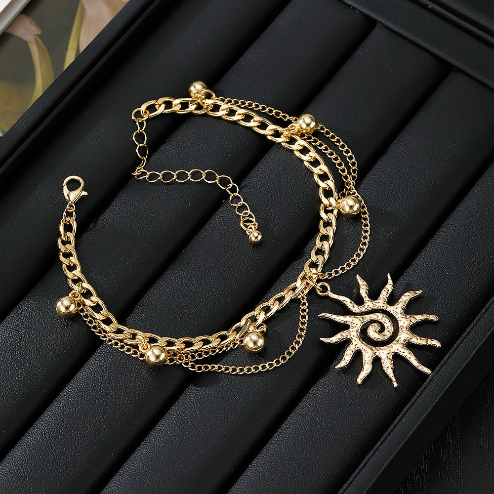 Wholesale Boho Spiral Sunflower Pearl Bracelet Creative Gold Center Swirl Fashion Accessory Unisex Gift Boutique Resale