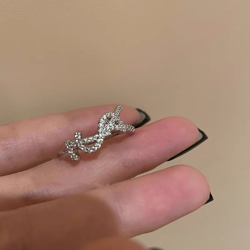 Wholesale Zinc Alloy Electroplated Zircon Letter Open Ring Trendy Geometric Women S Index Finger Ring Everyday Fashion Jewelry Accessory