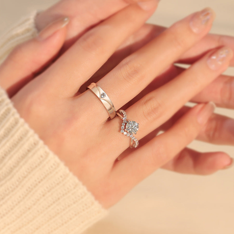 Wholesale Valentine's Day s925 Silver Crowned  Couple Ring