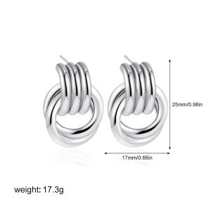 Wholesale  14k gold pleated geometric lines thread earrings