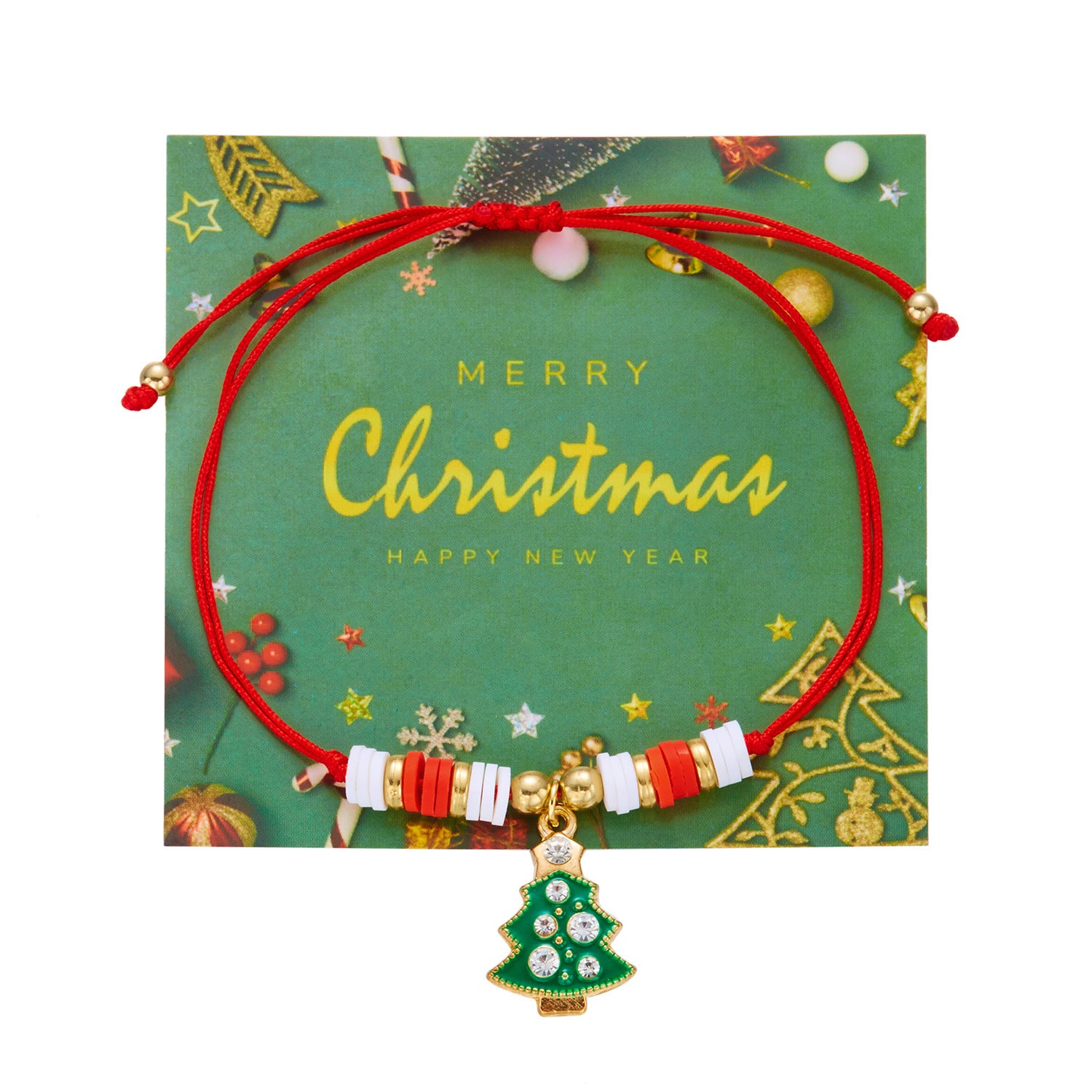 Wholesale Colorful Christmas Tree Snowflake Polymer Clay Braided Bracelet
