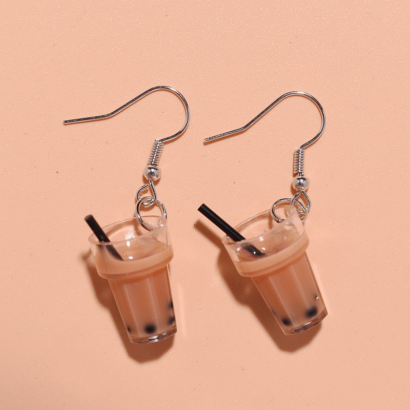 Wholesale Resin Pearl Milk Tea Earrings ACC-ES-Xunt001