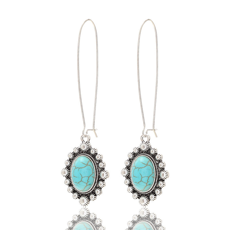 Wholesale Bohemian Style Metal Turquoise Water Drops  Earrings