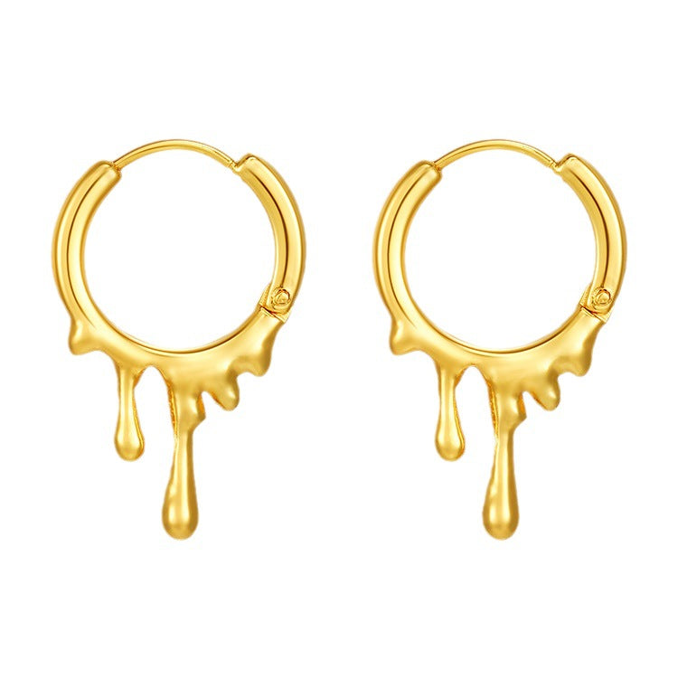 Wholesale Irregular Water Drop Titanium Steel Earrings
