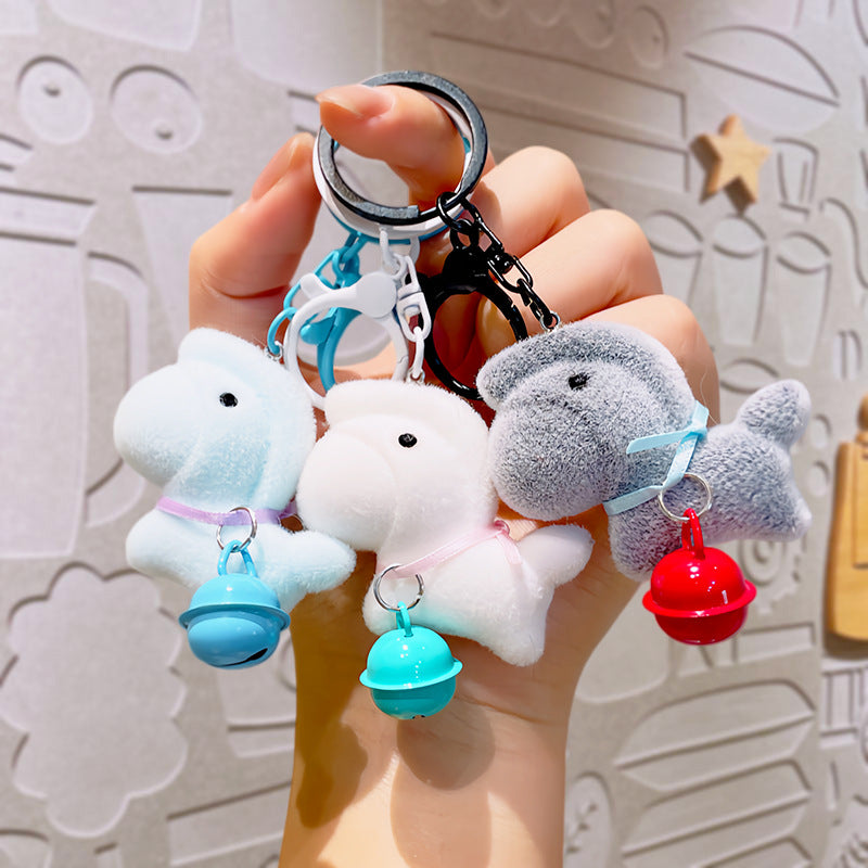 Wholesale Cute PVC flocked bell lucky cat keychain