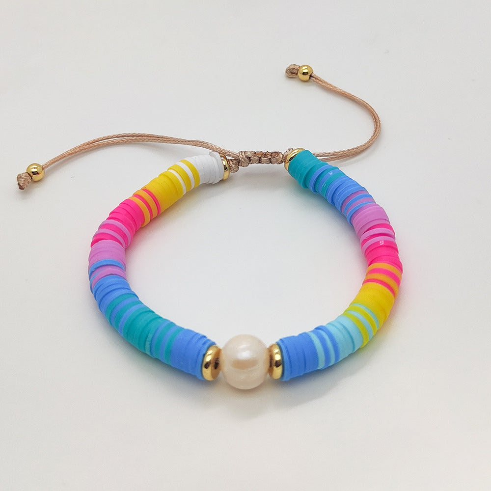 Wholesale bohemian beach style colorful soft clay beaded bracelet ACC-BT-Qiqi003