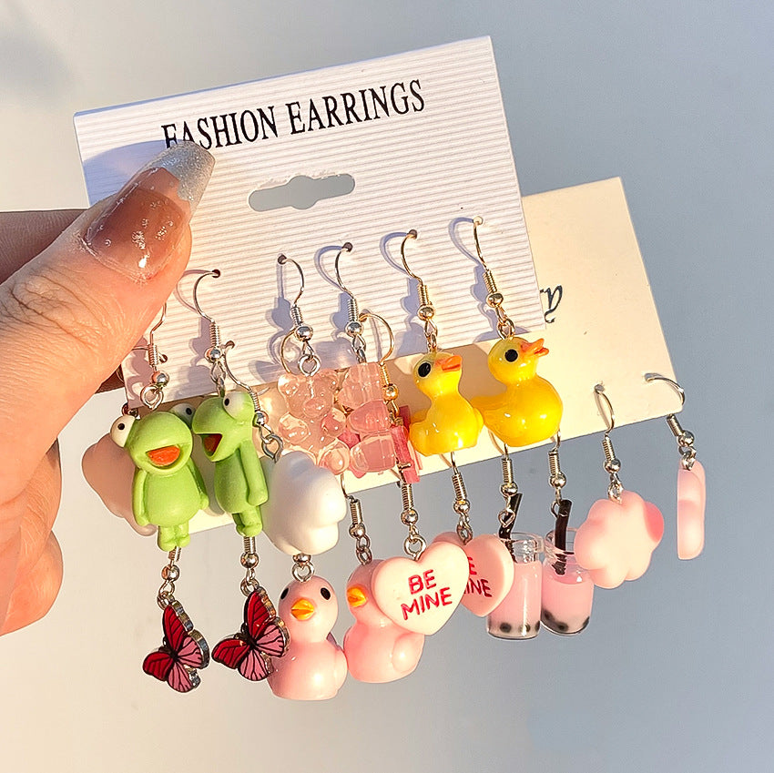 Wholesale  Acrylic Earrings Set Combination  Cartoon Butterfly Frog  Earrings