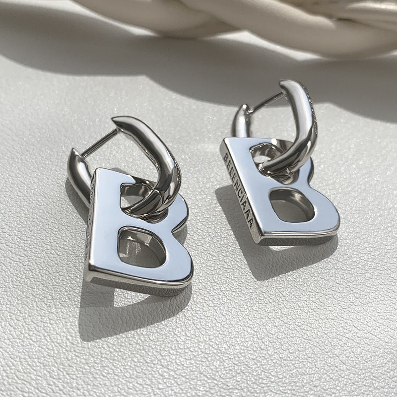 Wholesale Titanium steel Metal Letter Earrings