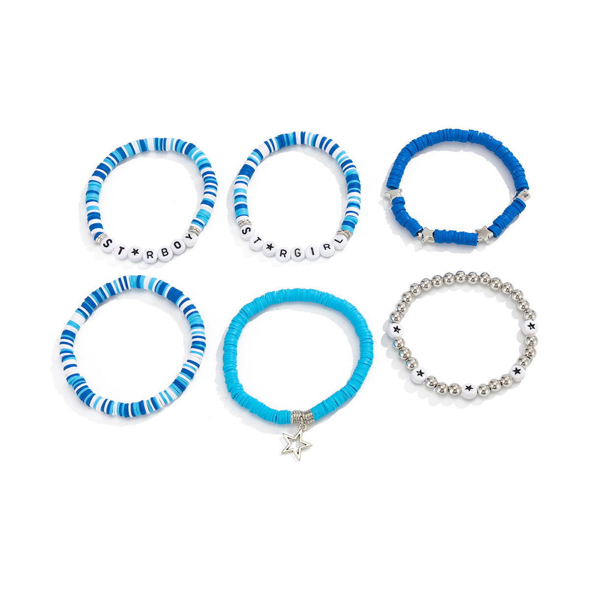 Wholesale Soft y Beaded Letter H Five-Pointed Star Color Splicing  Bracelet