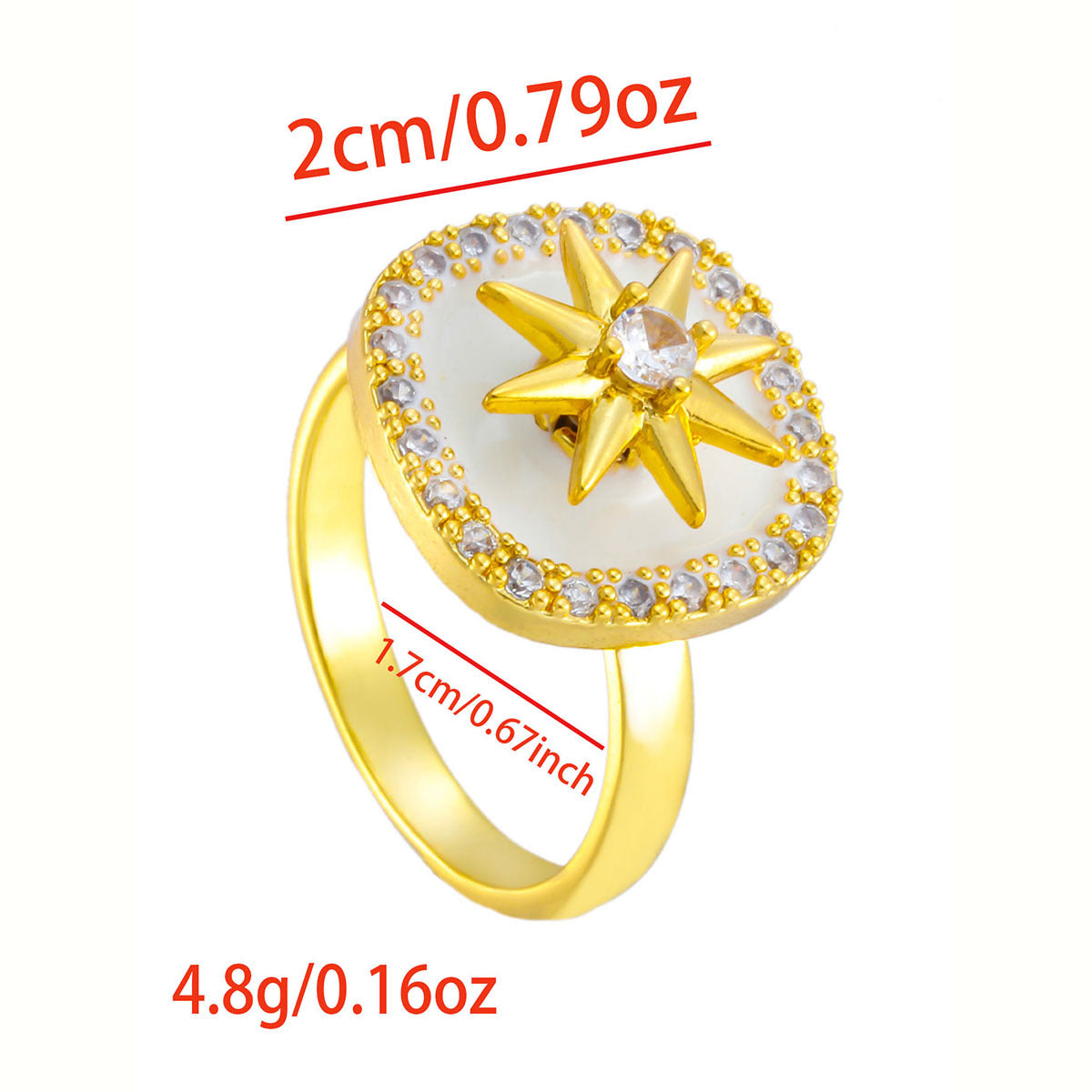 Wholesale Gold Plated Adjustable Rotating Ring Star Moon Zircon Women' s Fashion Jewelry Gift
