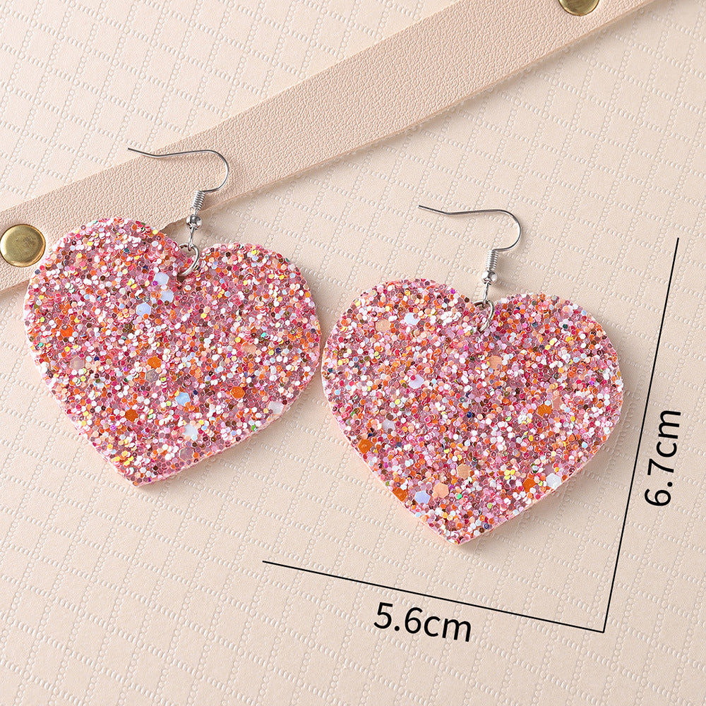 Wholesale  Valentine's Day Blingbling Sequins Peach Heart Love Sexy Red Lips Earrings