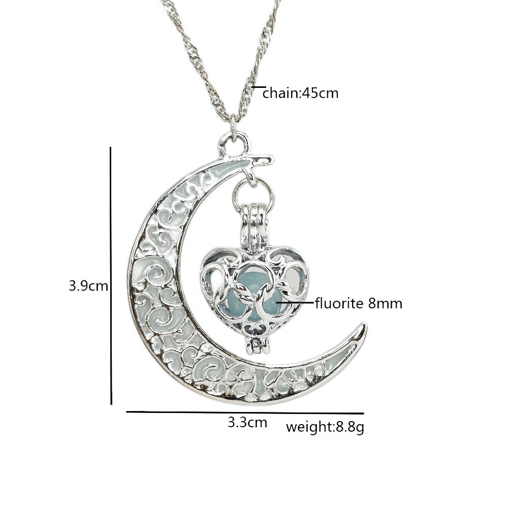 Wholesale  Hollow Luminous Moon Necklace  Necklace