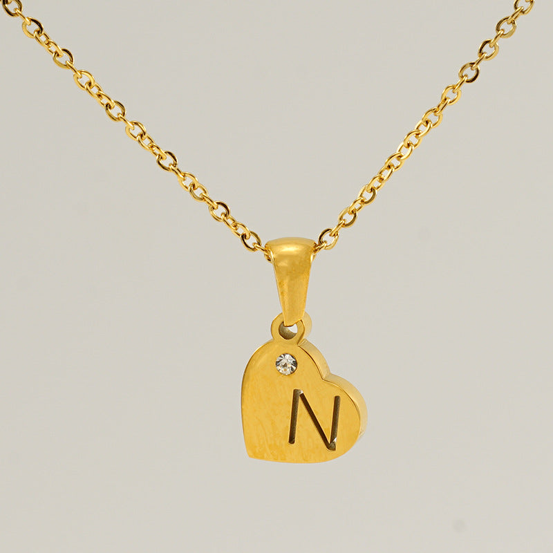 Wholesale Diamond Heart Letter Necklace ACC-NE-ZhongYao005