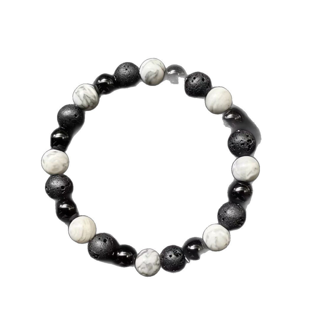 Wholesale Geometric Black Natural Stone Bracelet Unisex Crystal Volcanic Rock Beaded Jewelry Accessory Gift For Boutique Resale